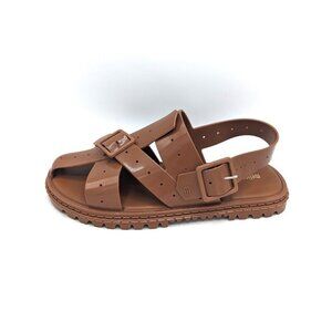 NEW Melissa Women LOCK Sandals Jelly Gel Chunky Shoes Brown Size 12 (44) Comfort